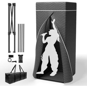 Portable Vocal Booth, Echo-Free Recording Booth Sound Proof Shield, Foldable Isolation Booth with Travel Bag for Voice Over, Podcasting, Music, Home Studio, 33 x 33 x 80 inches