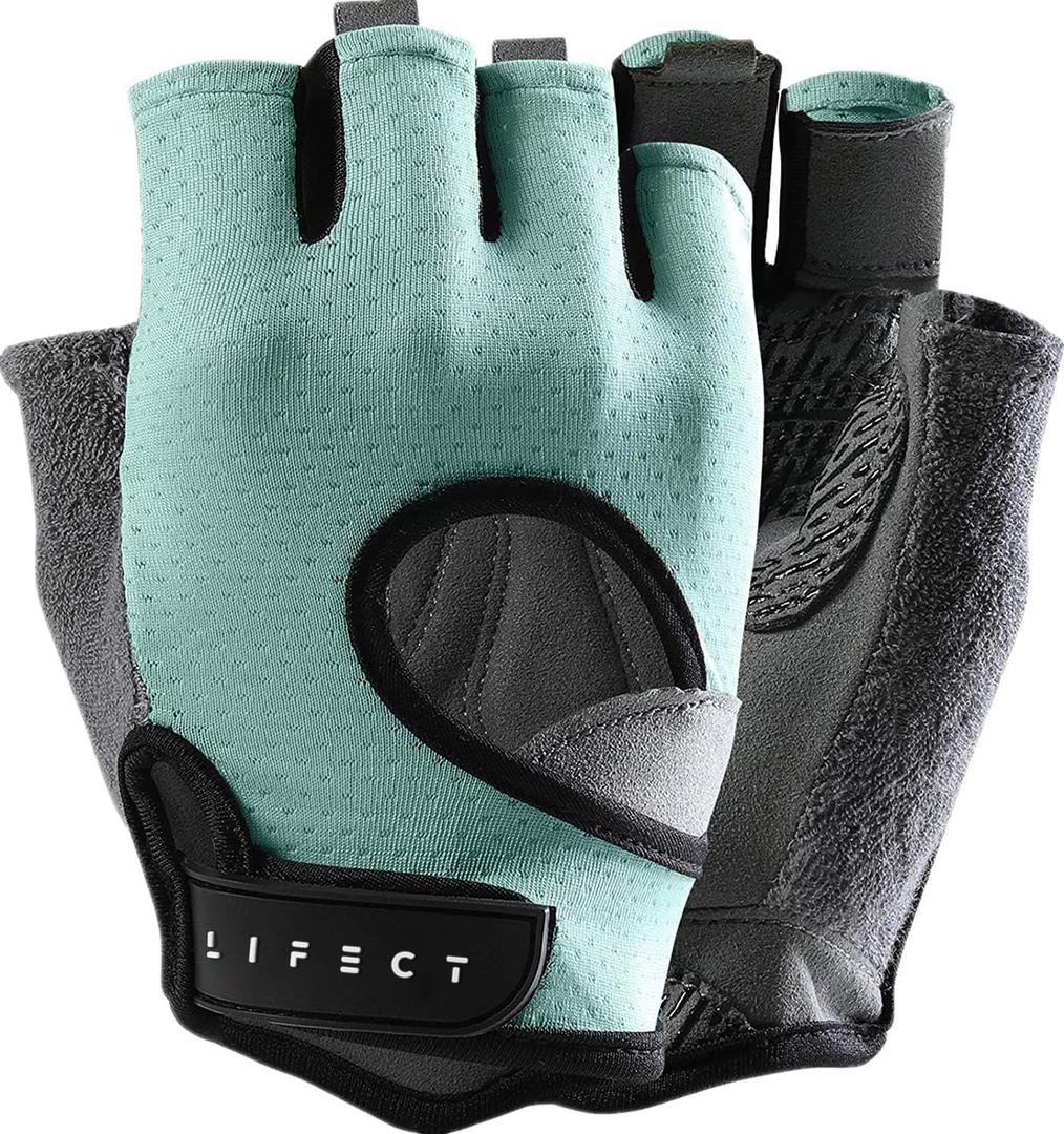 LIFECT Freedom Workout Gloves, Knuckle Weight Lifting Shorty Fingerless Gloves with Curved Open Back, for Powerlifting, Gym, Women and Men (X-Small, Aqua)