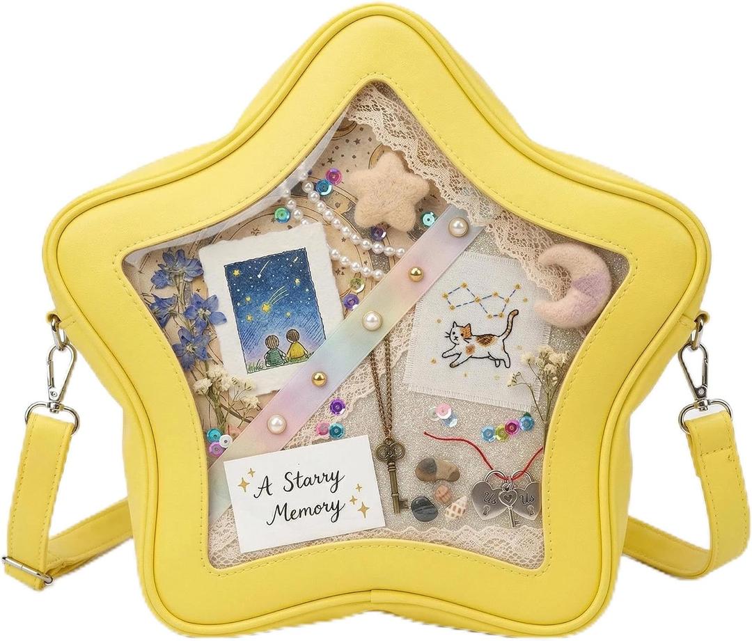 Star Ita Bag - Pin Display Crossbody Bag with Star Shape Window, PU Itabag Backpack, Y2K Aesthetic & Cute Fashion