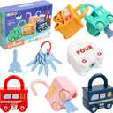 Montessori Learning Toys Sorting & Matching Locks and Keys Toddlers Sensory Car Activity Fine Motor Toy, Birthday Thank You Gifts for Kids Age 2-5 Years