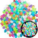350 PCS Luminous Stones  Mixed Color Glow Rocks Decorations DIY Decorative Pebbles for Aquarium Fish Tank Sidewalk Garden Path Patio Terrace Lawn Yard Ornaments Colorful Cobbles Decor FD05MX350 (2.5x2x0.5cm)