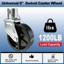 6-Inch Trailer Jack Wheel Replacement with Pin Tongue Jack Wheel Hitch Utility Replacement Parts Trailer Wheel Jack 1200lb Capacity