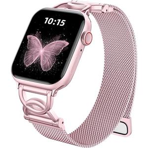 Zedoli Milanese Loop Compatible with Apple Watch Bands 40mm 41mm 38mm 42mm 44mm 45mm 46mm Series 10 9 8 7 6 5 4 3 2 1 SE for Women, Magnetic Stainless Steel Strap with DC-Shape Clasp for iWatch Band (38/40/41/42mm(Series 10)