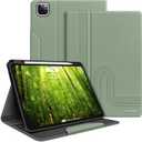 H HOLIMET Case for iPad Pro 12.9 2022 6th/5th/4th/3rd Generation 2021 2020 2018 with Pencil Holder Shockproof Folio Cover for iPad Pro 12.9 inch, Auto Sleep/Wake, Vegan Leather (Green 2nd)