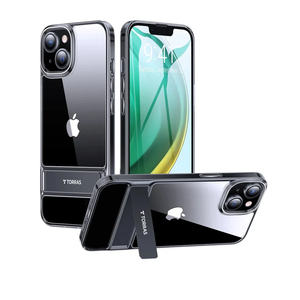 TORRAS MoonClimber for iPhone 15 Plus Case, [3 Stand Ways][Non-Yellowing & Military Grade Shockproof] Protective Slim Hard Clear Phone Case with Stand 6.7'' 2023, Crystal Clear