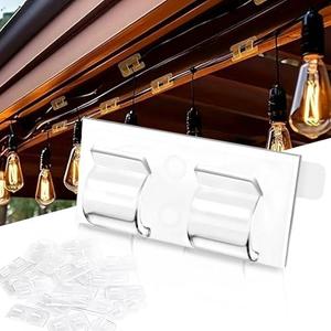Hooks for Outdoor String Lights, 60PCS Outdoors String Lights Clip, Outdoor Command Hooks for Balcony Decor, Outside Clear Cord Holders for Hanging Christmas Lighting Outdoors Sticky Clip