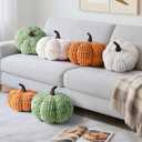 AELS Pumpkin Pillows, Set of 2, Halloween Pumpkin Pillow, Fall Thanksgiving Decorative Throw Pillow, 14 Inch 3D Pumpkin Throw Pillows for Home, Party, Gift, White
