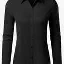 Button Down Shirts for Women Wrinkle Free Dress Shirt Classic Fit Long Sleeve Casual Business Blouse Work 2XL