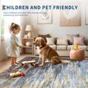 ROYHOME Washable Rug 9x12 Area Rug for Living Room, Non Slip Abstract Rug for Bedroom, Ultra Soft Area Rug, Low Pile Soft Contemporary Indoor Floor Carpet Cover, Blue/Brwon