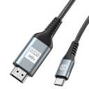 USB C to HDMI Cable 1.5ft, [4K, High-Speed], USB Type C to HDMI Cord [Thunderbolt 3/4 Compatible] for iPhone 17 16 15 Pro Max Plus Air, MacBook iPad Pro/Air,Samsung S26 S25 S24 S23 S22 Surface Switch (Grey)