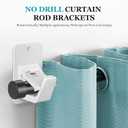 5 x Adhesive No Drill Curtain Rod Brackets - Heavy Duty 30LB Holders for Bathroom Bedroom Kitchen, Universal Damage-Free Window Rod Hooks with Nail-Free Installation (4PC White)