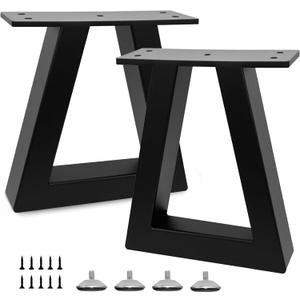 10 '' Trapezoid Metal Table Legs Heavy Duty Steel Furniture Legs for DIY Sofa, Couch, Bench,Stool,Coffee Table, End/Side Table,Cabinet Feets (Set of 2, Black)