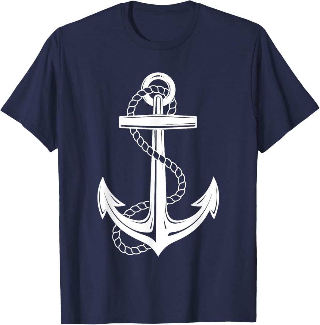 Sailor Costume Anchor Captain Sailing Men Women Children T-Shirt Size M