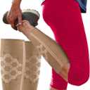 Sparthos Calf Compression Sleeves (Pair) Leg Compression Socks for Men and Women for Shin Splint, Pain Relief, Calves Blood Circulation, Sports Support, Running Walking Cycling Yoga (Beige-S)