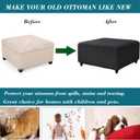 HFCNMY Ottoman Cover Square,Stretch Knitted Jacquard Ottoman Cover Thick Ottoman Slipcover Square Washable Storage Foot Stool Cover with Elastic Bottom Black X-Large