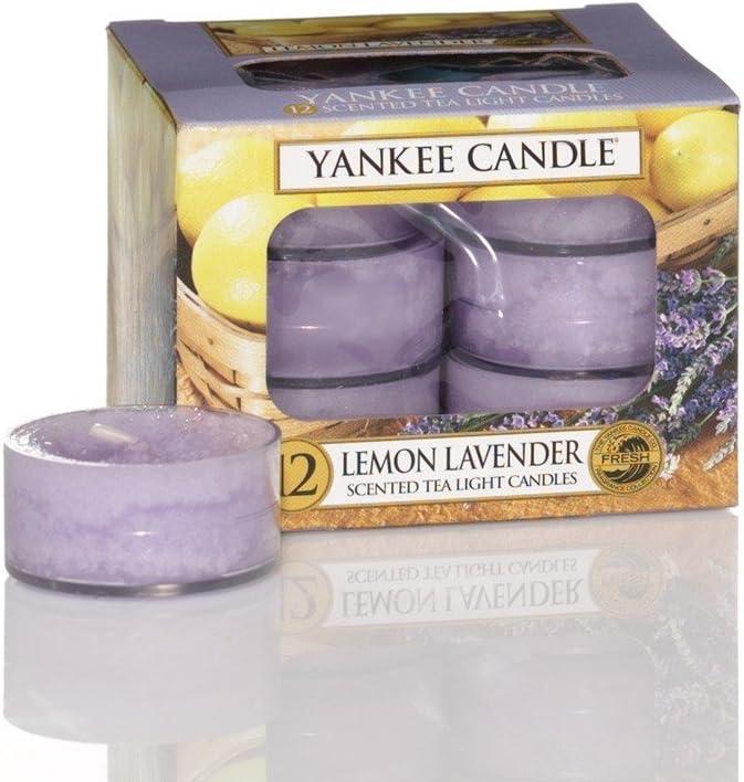 Yankee Candle Lemon Lavender Tea Light Candles, Festive Scent | Count 12