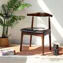 Office Chair, Wood Desk Chair with Upholstered PU Leather, Computer Chair, Modern Dining Chair, Mid Century Dining Chair, Wood Accent Chair,Walnut Chair