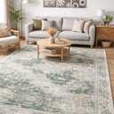 Area Rug 6x9 Washable Rug Brown Grey Vintage Traditional Distressed Thin Retro Kitchen Indoor Floor Cover Non Slip Carpet Floral Print Mat Living Room Bedroom Dining Room