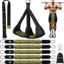 ALongSong Pull Up Assistance Bands with Foot Support Pedal - Upgraded Heavy Duty Resistance Bands Adjustable Weight/Height with 80Lbs Bands&Measured Strap for Strength Training Home Gym