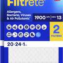 2 x Filtrete 20x24x1 Air Filter, MERV 13 MPR 1900, Allergens, Bacteria, Viruses & Air Pollutants, 3-Month AC/Furnace Filters, Cleaner Air Reliable Airflow, 2 HVAC Filters(Act Size 19.81x23.81x0.78 in)