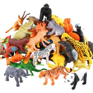 Animals Figure,54 Piece Mini Jungle Toys Set,ValeforToy Realistic Wild Vinyl Plastic Animal Learning Party Favors for Boys Girls Kids Toddlers Forest Small Playset Cupcake Topper