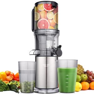 Juicer Machines, Cold Press Juicer with 5.0 Large Feed Chute Fit Whole Fruits & Vegetables, Stainless Steel Masticating Juicer With Pulp Seperation, 99% Juice Purity, 200W Quiet Motor, Easy to Clean