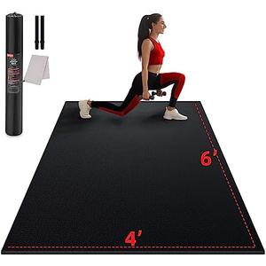 GymCope Large Exercise Mat for Home Workout,12‘x6’/10'x6'/9'x6'/8'x6'/7'x5'/6'x4' (7mm) Extra Thick Workout Mat, High-Density Gym Mat for Cardio, Jump Rope, MMA, Weights (Shoe-Friendly)