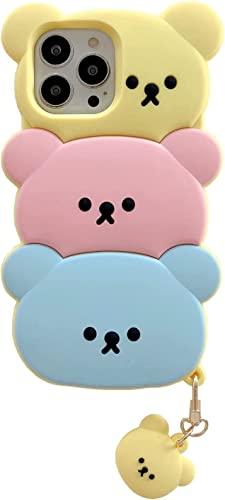 YAKVOOK Bear Case Compatible with iPhone 16 Pro Max, Kawaii 3D Cartoon Candy Bear with Keychain Fun Cute Soft Silicone Shockproof Protective Cover for Women Girls