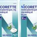 Nicorette Nicotine Gum Stop Smoking Aid, 2 mg, White Ice Mint Flavor - 200 Count