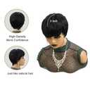 Pixie Cut Short Wig For Black Women Pixie Cut Wig Short Black Layered Wavy Wigs For Women Natural Wavy Short Wig(Natual Black)