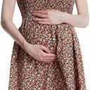 Fall Floral Maternity Dress Baby Shower Dress, Gender Reveal Dress, Pregnancy Must Haves That Works as a Casual Maternity Dress or Formal Maternity Dress, Soft Breathable Fabric (Black Floral (Large)