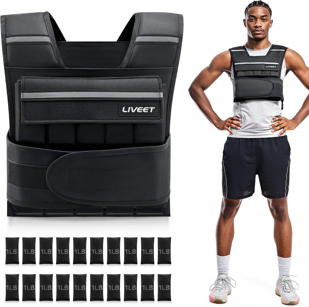 Adjustable Weighted Vest for Men Women, 20lb 30lb 45lb 60lb Weight Vest with 20 Removable Weights, Heavy Duty Running Vest with Reflective Strips for Walking Strength Training Calisthenics, 20 Lbs-sandbags
