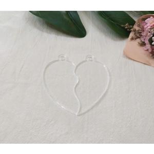 RUIXUAN 20PCS DIY Clear Blank Acrylic Half Heart Pendant Necklace Keychain Love,Laser Cut Acrylic Clear Heart Blanks (2.5'')