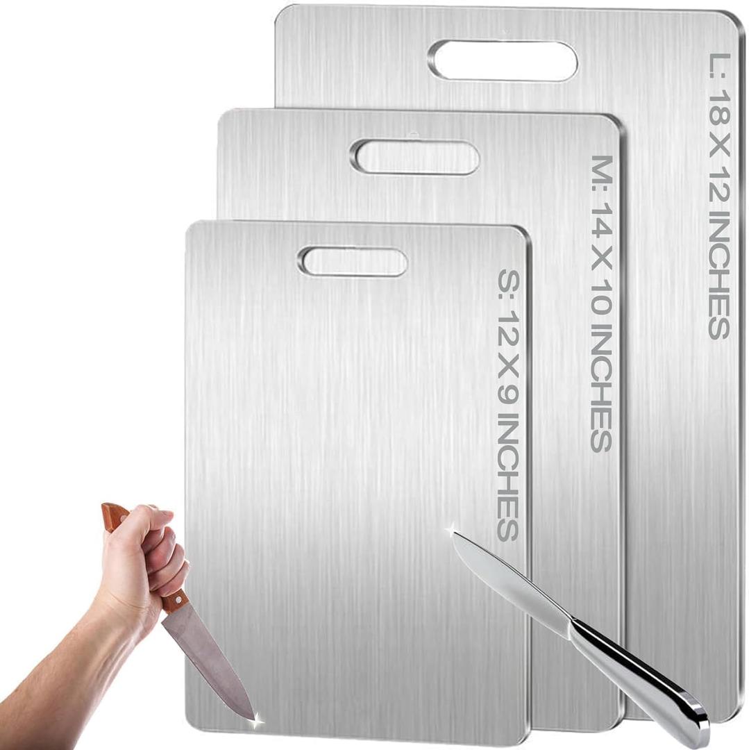 Titanium Cutting Board - 2026 New Upgrade 100% Pure Titanium Cutting Boards for Kitchen Double Sided Non Toxic Titanware Cutting Board,Hygiene Durable Dishwasher Safe Chopping Board (14 x 9,5), 1 Piece