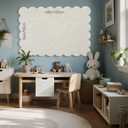 Scalloped Bulletin Board 48x36 inches, Decorative Felt Pin Board for Wall