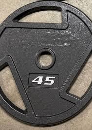 Fitness Cast Iron Plate Weight Plate for Strength Training and Weightlifting, Olympic or Standard Weight 45 Lb