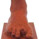 Right Foot Figurine of Four Toes, Greek Mythology Decor with Red Granite-Like Texture Finish, Paint-It-Yourself Figurine, 2.4 inches Tall