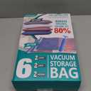 6 Pack Vacuum Storage Bags with Hand Pump, 80% Space Saver Vacuum Seal Storage Bags for Clothing, Travel Lugggage, Blankets, Comforters