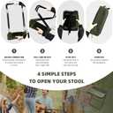 16" Extra Tall Portable Folding Stool for Adults, X-Large Collapsible Camping Chair with 3 Storage Pockets, Heavy Duty Travel Seat for Fishing, Hiking, Gardening