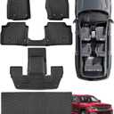 Car Floor Mat for Jeep Grand Cherokee L: Rubber Custom Fit 1st & 2nd & 3th Row Cargo Liner Set - All Weather Accessories Only for 6-Passenger Without Center Console 2021 2022 2023 2024 2025 2026