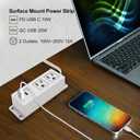 Multiple Plug Outlet with USB C 20W Wall Mounted Power Strip Under Desk Mountable Extension Cord with PD Type C Flat Plug Power Station for Home Workshop Dorm Travel White