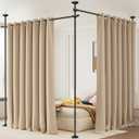 Room Divider Curtain Rod, No Drilling Tension Rod for Room Separation, 4-10ft(H)28-114inch(W) Adjustable Heavy Duty Floor to Ceiling Wall Divider Room Partition Privacy Separator, Black