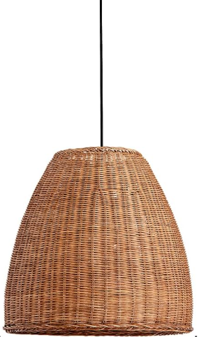 13.7in Rustic Woven Pendant Light Fixture, Rattan Lampshade Coastal Hanging Lighting, Adjustable Vintage Farmhouse Chandelier for Kitchen Island Dining Room