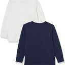 Unisex Kids and Toddlers' Long-Sleeve Rib Cuff T-Shirt, Pack Of 2 (Medium, Dark Navy/Grey Heather)