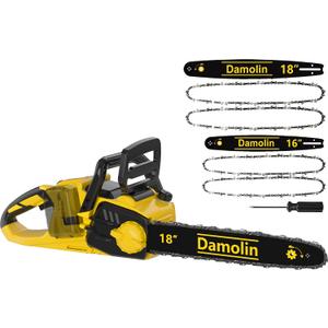 40V(20V*2) 16"+18" 2-IN-1 Brushless Chainsaw Cordless, Electric Powered Chainsaw Compatible with Dewalt Battery with Auto Oiler & Safety Lock Brake, for Tree Trimming Branch Wood Cutting(ONLY TOOL)