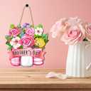Happy Mother's Day Welcome Wood Sign, Wooden Flower Hanging Board Mothers Day Wreath Decorations for Mom and Grandma Home Front Door Farmhouse Wall Porch Yard Window Decor