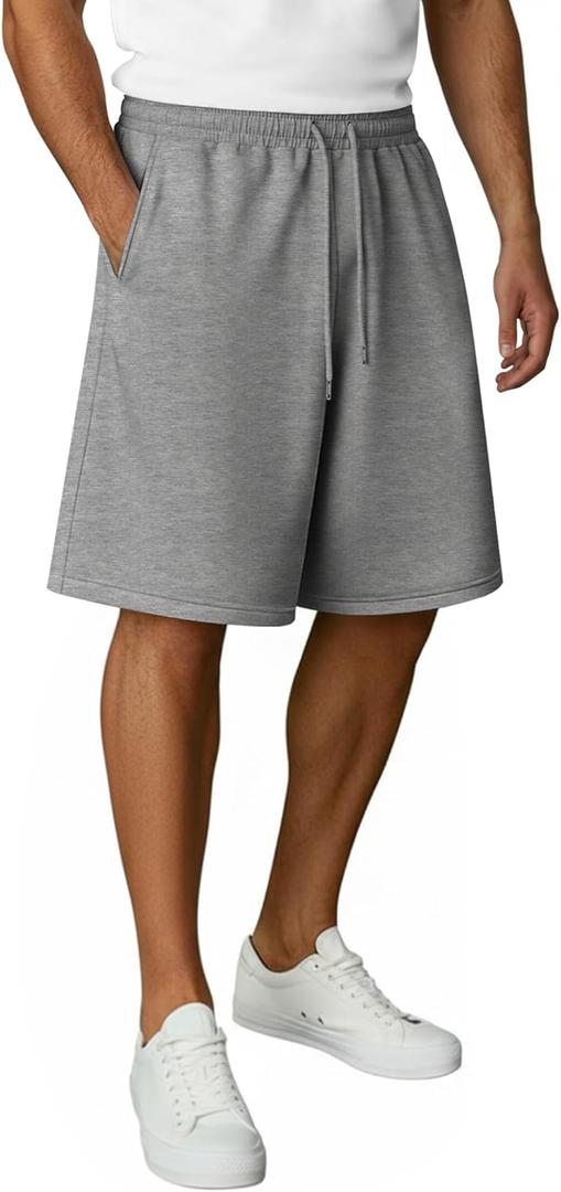 August Alley Men's Sweat Shorts Baggy Knee Length Wide Leg Athletic Drawstring Casual Lightweight 10" Shorts Pockets Summer (X-Large)