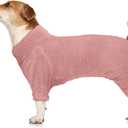 Fuzzy Dog Pajamas Turtleneck Dog Clothes Warm Soft Cozy Lightweight Dog Pjs Dog Sweaters for Large Dogs(Pink-L)