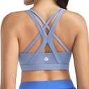 RUNNING GIRL Sports Bras for Women,Seamless Strappy Sports Bra High Support Crisscross Back with Removable Pads (Medium, Blue)