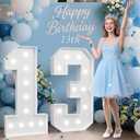 4FT 13 Marquee Numbers, 13 Light up Numbers for Party, 13th Birthday Decorations, Big 13 Sign with Light for Anniversary, Official Teenager Birthday Backdrop Decor